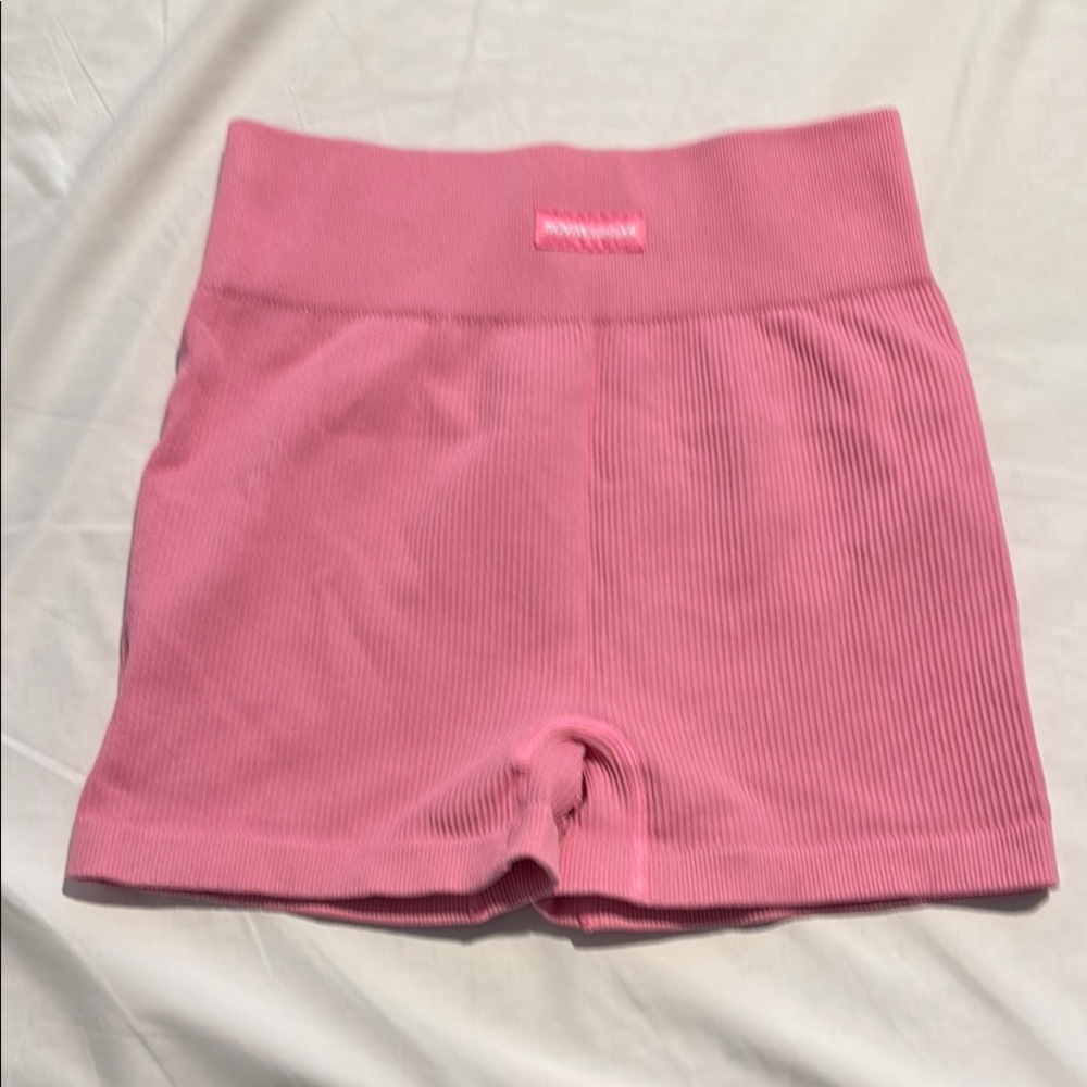 High Waist Pink Shorts with Seamless Design